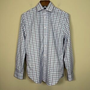 Society of Threads Slim Fit 4 Way Stretch Purple/Navy/Teal Plaid Shirt Small